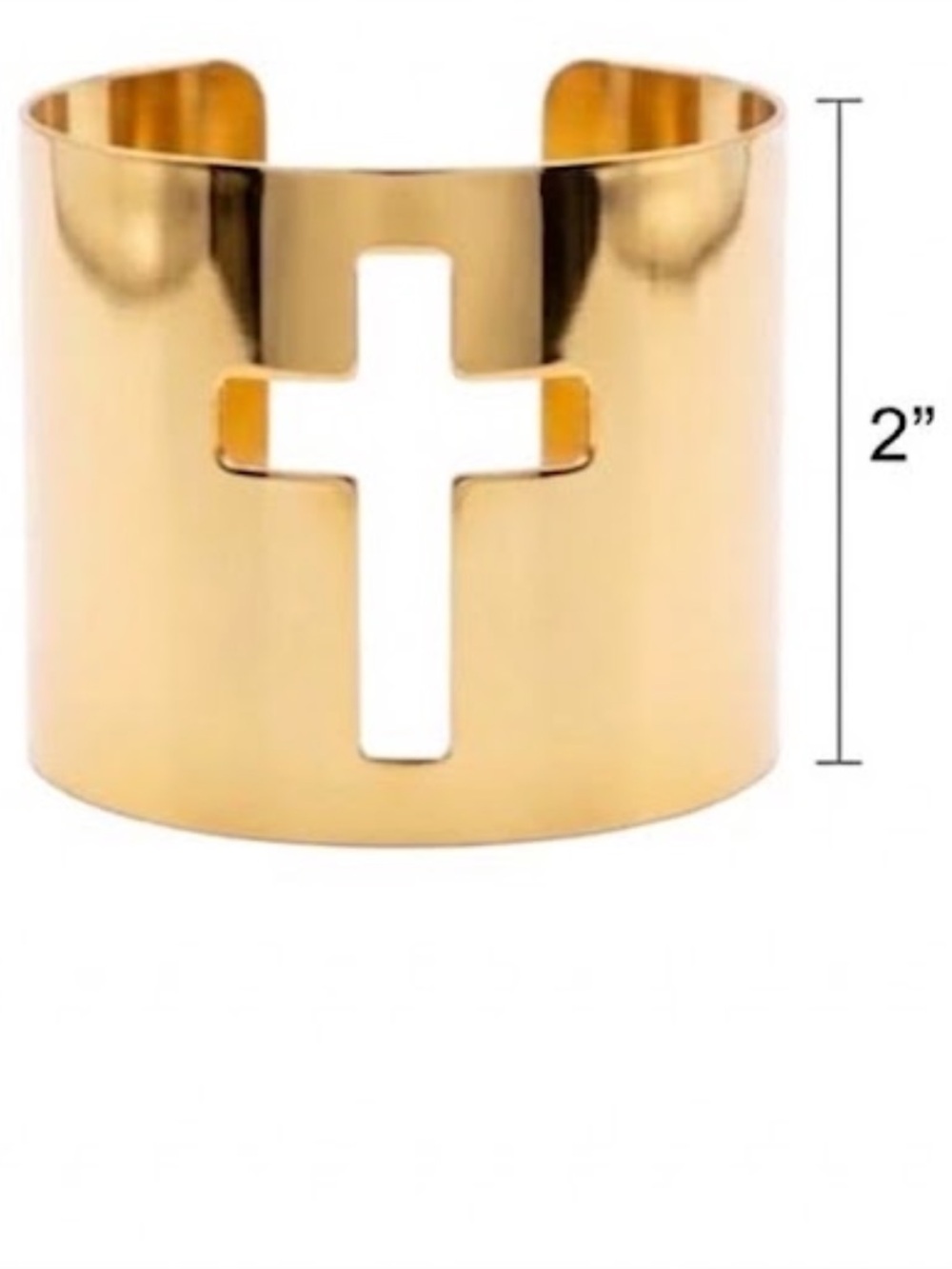 New Gold Cross Cuff Bracelet Religious Statement Wide Cutout Bangle - Picture 4 of 7